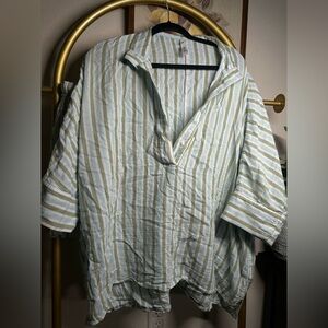 Striped Button-Up Shirt & Short Set